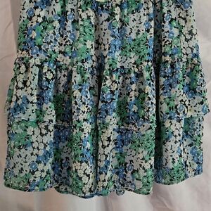 LOFT Floral Mini Skirt - Blue and Green